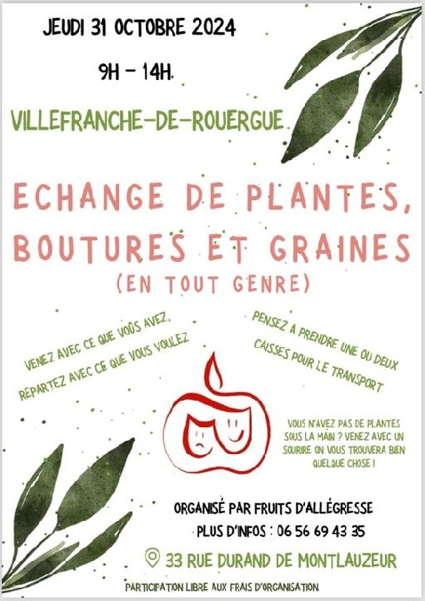 Echange de boutures, plantes et graines (en tout genre) Le 31 oct 2024