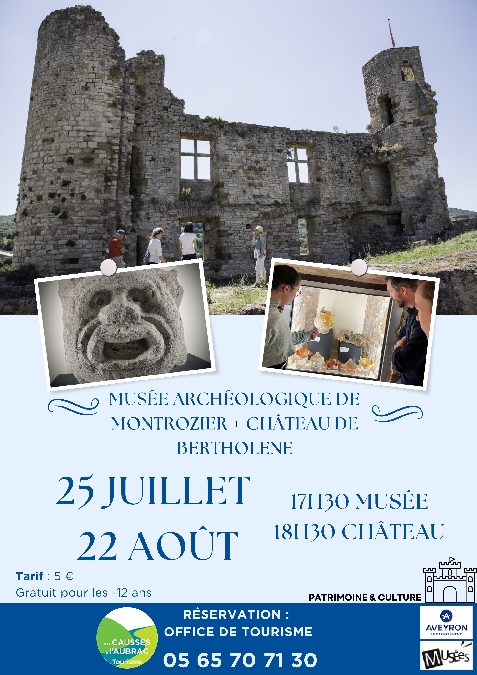Visite guidée du musée archéologique de Montrozier ET visite guidée du château de Bertholène