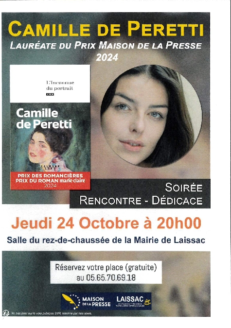 Soirée rencontres dédicaces avec Camille de Peretti à Laissac