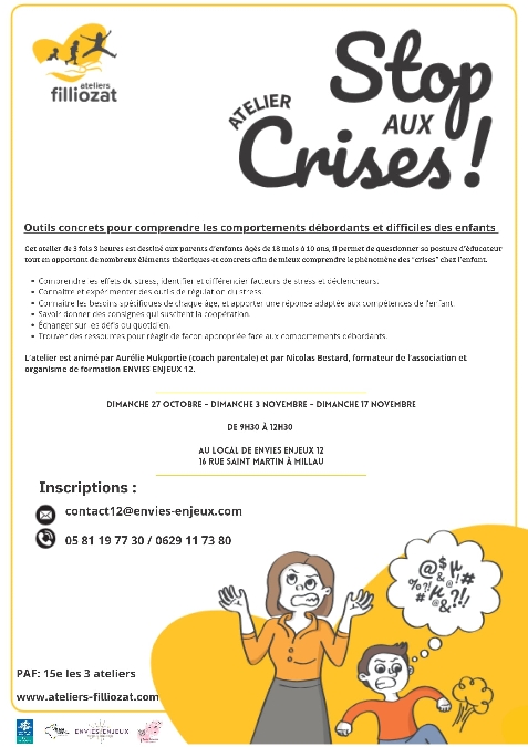 Ateliers stop aux crises Du 27 oct au 17 nov 2024