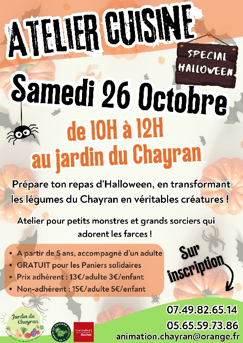 Jardin du Chayran, Atelier Cuisine spécial Halloween