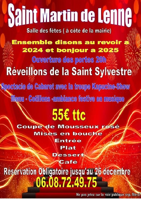 Réveillon de la Saint Sylvestre à St Martin de Lenne