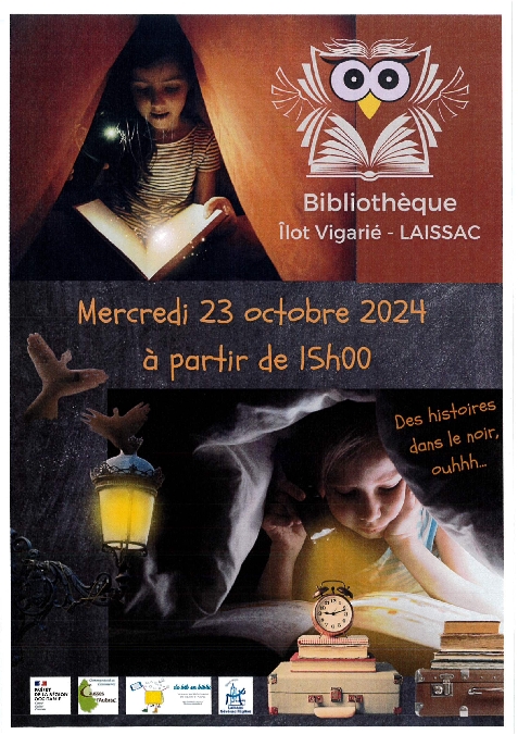 Lecture "des histoires dans le noir, ouhhh..." à la bibliothèque... Le 23 oct 2024