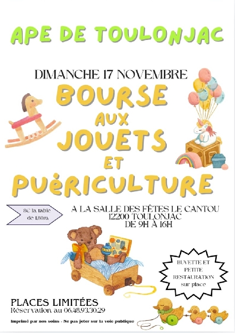 Bourse aux jouets et puériculture Le 17 nov 2024